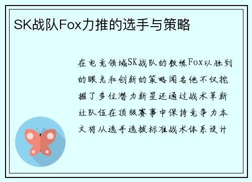 SK战队Fox力推的选手与策略